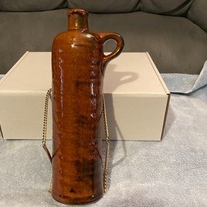 VTG Newberry Stoneware Wine Jug/ Decanter/Bottle-Rich Brown Glaze w/Handle-11"H